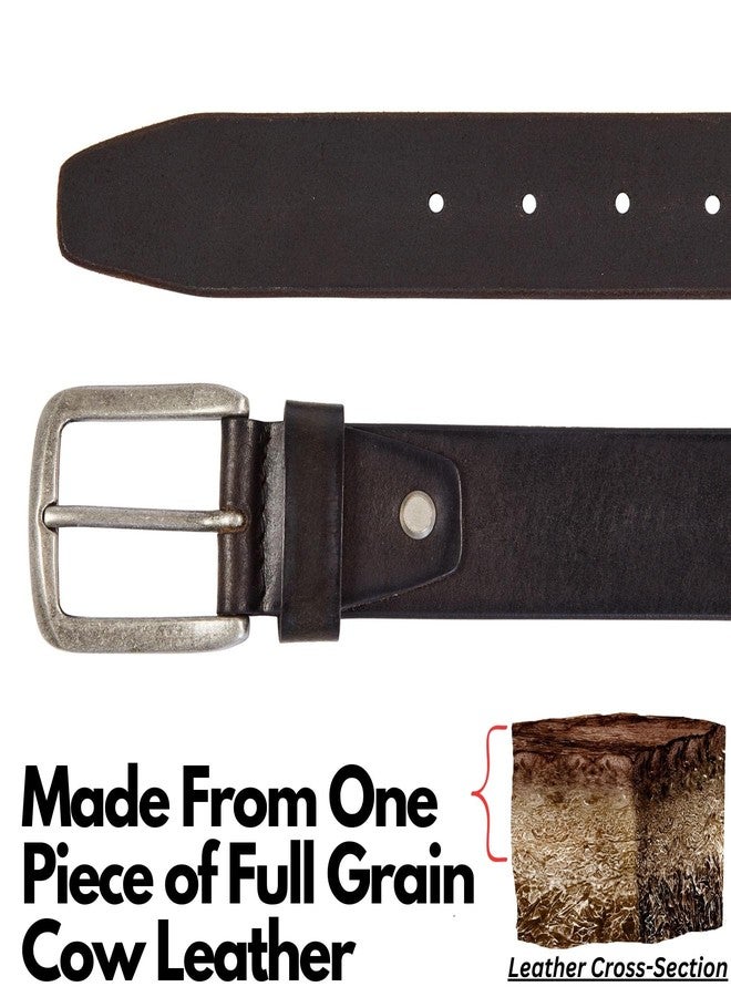 Cochoa Real Full Grain Harness Cow Leather Belt for Men 38mm Width Casual Retro look Vintage style Handmade Valentine Gift (Black, Size 46" (Waist 44")) - Image 4